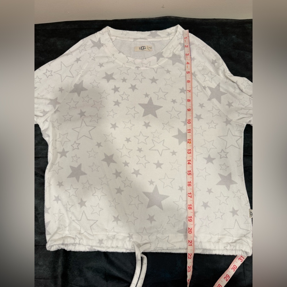 🔥UGG White Star Print Drawstring Sweatshirt Size S EUC🔥 - Picture 5 of 6